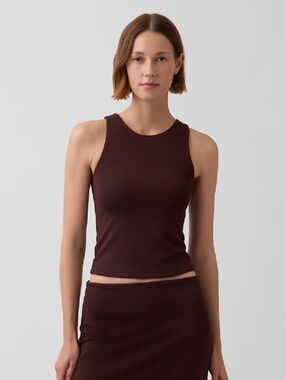 GAP Jersey Crop Tank Top - Terra Brown